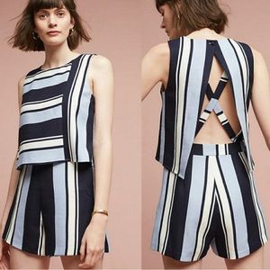 Anthropologie J.O.A. Seaside Striped Romper Size Small